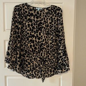 She + Sky, cheetah print blouse, size S